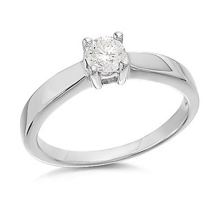                       Sterling Silver White Round Brilliant Diamond Cut Zirconia Solitaire Ring by CEYLONMINE                                              