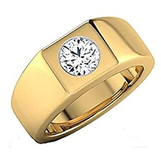                       American Diamond Ring With Natural American Diamond Stone Gold Plated Ring by CEYLONMINE                                              