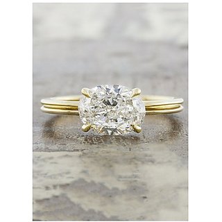                       Zircon Gold Plated Ring Precious Gemstone American diamond ring by CEYLONMINE                                              