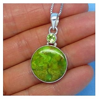 Peridot original lab certified 5.25 ratti Silver Pendant without chain for astrological purpose by CEYLONMINE Peridot original lab certified 5.25 ratti Silver Pendant without chain for astrological purpose by CEYLONMINE