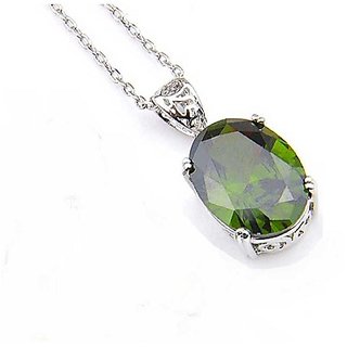                       Peridot drop Crown Pendant in 5 carat Silver without chain by CEYLONMINE                                              