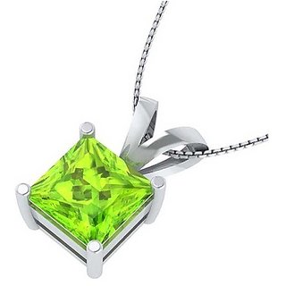                       6 ratti Natural Peridot Stone Unheated Lab Certified pure Silver Pendant without chain by CEYLONMINE                                              