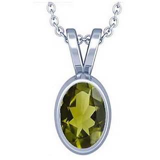                       6 Carat Natural Stone Silver Peridot Pendant without chain for unisex by CEYLONMINE                                              