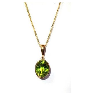                       6.25 Ratti White Gold Plated Peridot Stone Pendant without chain by CEYLONMINE                                              