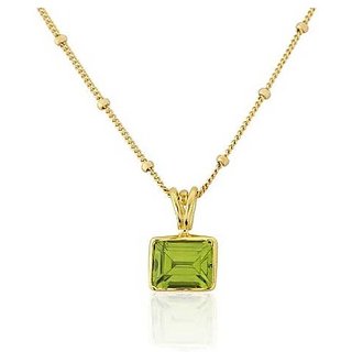                       Certified 6.5 Carat White Gold Plated Peridot Stone Pendant without chain by CEYLONMINE                                              