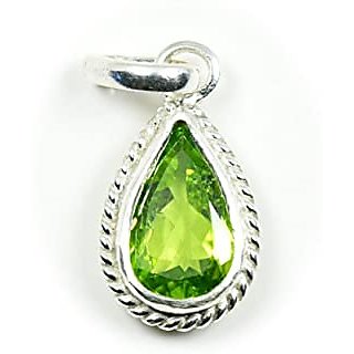 7.5 Ratti Peridot Silver Adjustable Pendant without chain for Unisex by CEYLONMINE 7.5 Ratti Peridot Silver Adjustable Pendant without chain for Unisex by CEYLONMINE