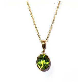 6.5 ratti natural Peridot Stone pure Gold Plated Pendant without chain for unisex by CEYLONMINE 6.5 ratti natural Peridot Stone pure Gold Plated Pendant without chain for unisex by CEYLONMINE