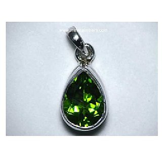                       7 ratti Natural Peridot Stone Unheated Lab Certified Silver Pendant without chain by CEYLONMINE                                              