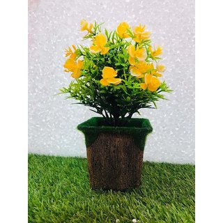 Artificial Flower Bonsai with Plastic Pot for Decoration in Office, House, Hotel and for Gift Purposes. Length 12 cm.