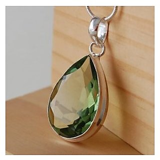                       9 ratti Stone 100% Natural Peridot Silver Pendant without chain by CEYLONMINE                                              