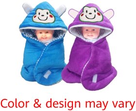 Hooded blanket cum Wrapper for babies