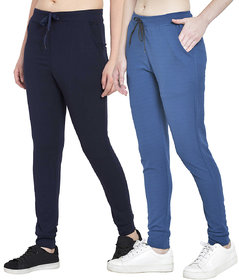 Haoser Slim fit Women's track pant, Gym wear navy blue and light grey lower