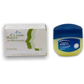                       Classic White Soap For Skin Brightening 85gram and Vaseline Original Cream 50gram                                              