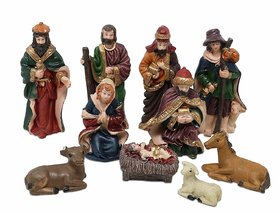 10 Piece Resin Christmas Crib Nativity Set Baby Jesus for Decoration (3.45 Inches/Medium)