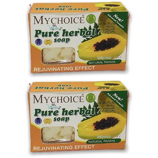 My Choice Pure Herbal Papaya Soap For Skin Tightening And Skin Lightening Pack Of 2