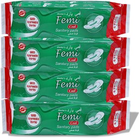 Femi Cool Medicated Sanitary Pad With Herbs  Pain Relief  Rash Free  With Wings - XL ( 24 Pads )