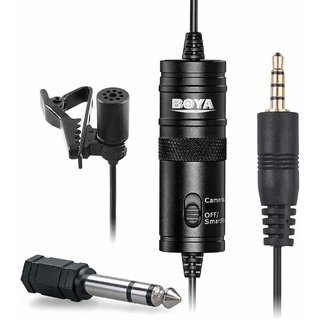 Professional Boya BYM1 Omnidirectional Lavalier Condenser Microphone with 20ft Audio Cable (Black)