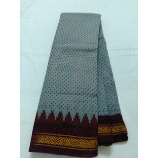 Grey Brown Summer Pure Cotton Saree Zari Border Sungadi New Cotton Saree