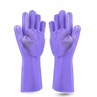                       Uner Purple  Silicone Non-Slip, Dishwashing Gloves for Household Cleaning Great                                              