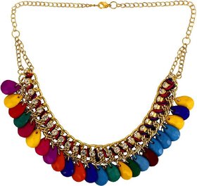 Sparkle Oxidised Multicolor Alloy Necklace Set For Women