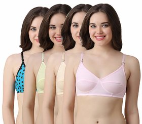 Minha Women's Cotton Non-Padded Bra - Pack of 4