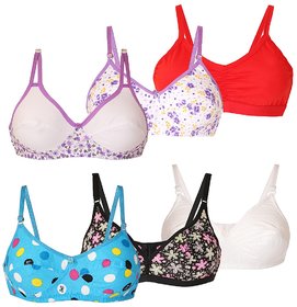 Pack Of 6 Minha Fashion Multicolor Non- Padded Bra