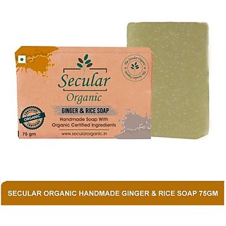                       Secular Organic handmade ginger  rice soap - anti aging soap 75g                                              