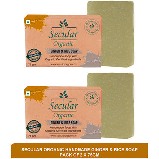                       Secular Organic handmade ginger  rice soap - dark spot removal soap(pack of 2)75g                                              