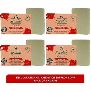                       Secular Organic handmade saffron soap - best soap for lightening skin(pack of 4)75g                                              