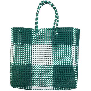 GR Trend Handmade Washable Multipurpose Utility Plastic Wire Grocery Basket Bag / Koodai Bag (Green)
