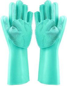 Silicone Dish washing gloves adopted 100 food grade silicone, it is naturally antibacterial not porous like  regular sp