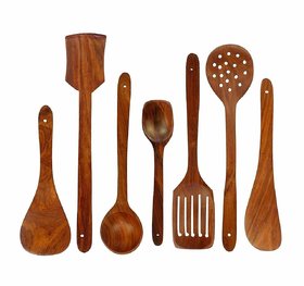 Wooden Table Spoon Set (Set of 7) Wooden Ladle Set / Wooden Spatula Best Quality