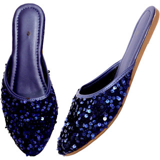Buy New design blue colour sitara back open juti for Girls ans Womens Online 269 from ShopClues