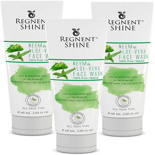 Regnent Shine Face wash with Tea Tree, Aloe Vera  Neem Extracts, SLES  Paraben Free,65 ml (Pack of 3)