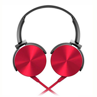 Mettle XB450 Wired Headphone With Mic  (Red, Over the Ear)