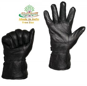 SAGIR ITALIAN LEATHER Black Winter Bike Riding Gloves Set of 1 For Men  Boys  Girls  Women