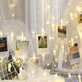 16 LED Photo Clip String Lights for Hanging Photos Cards Memos for Home Office Bedroom Decoration