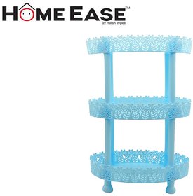 Harsh Pet Multi Use Oval Small  Space Saving 3 Layer Storage Organizer Rack (Blue)
