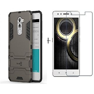                       Combo for lenovo k8 note  tempered and kick stand  mobile cover                                              