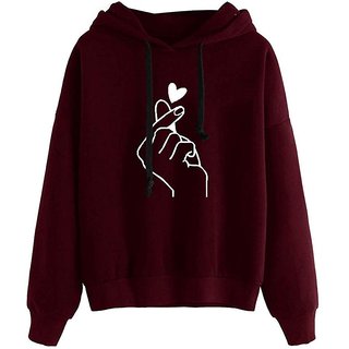 Raabta Maroon Hand Print Sweatshirt For Women by Raabtaa Fashion