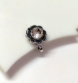 Silver Oxidized Clip On Fake Nose Pin Bollywood Fashion Women And Girls Jewelry