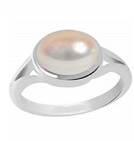 CEYLONMINE -natural 2.00 ratti Pearl stone ring original gemstone moti silver ring for unisex