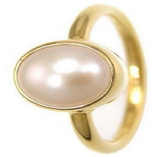 CEYLONMINE-Gold Plating Ring Pearl Gemstone Best Quailty 2.00 Ratti  Designer Ring
