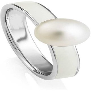 CEYLONMINE-Pearl Stone Sterling Silver Ring Original And Certifed Gemstone 3.00 Ratti