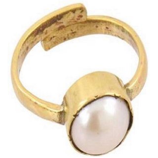                       CEYLONMINE-Natural 2.00 Ratti pearl Stone Designer Gold Plating Ring                                              