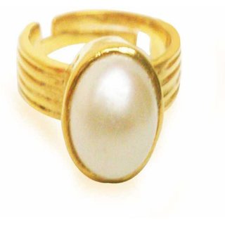                       CEYLONMINE-Pearl Stone Gold Plating Desginer Ring Stone 2.00 Ratti                                              