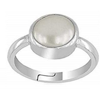                       CEYLONMINE-Pearl Stone Sterling Silver Ring Original And Certifed Gemstone 2.00 Ratti                                              
