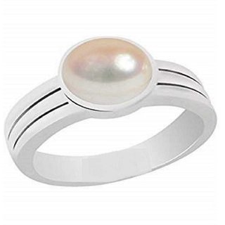                       CEYLONMINE-Natural 2.00 Ratti Pearl Stone Sterling Silver Ring For Men&Women                                              