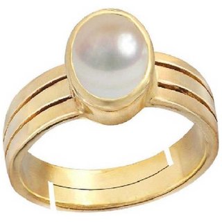                       CEYLONMINE-2.00 Ratti Pearl Gemstone Gold Plating Ring                                              