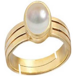                       CEYLONMINE-Pearl Stone 2.00 Ratti Gold Plating  Ring For Unisex                                              